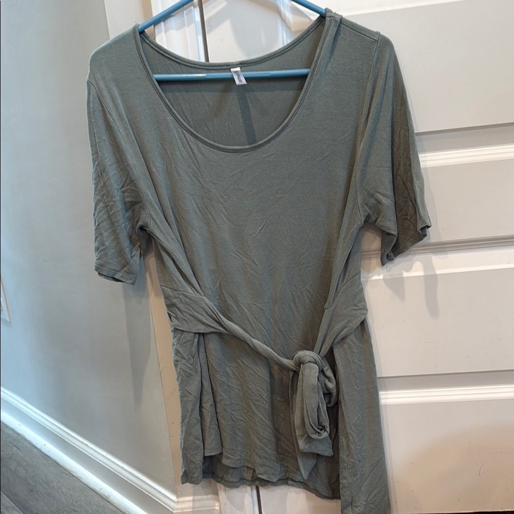 Piphany Sage Green Tunic with Waist Tie- Maternity